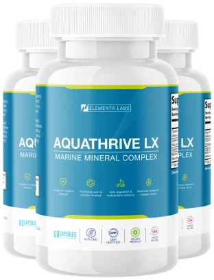 Aquathrive LX Marine Mineral Complex bottles by Elementa Labs, 60 capsules each